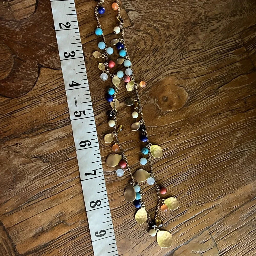 Ralph Lauren Gold Tone Beaded Necklace with Elegant Design